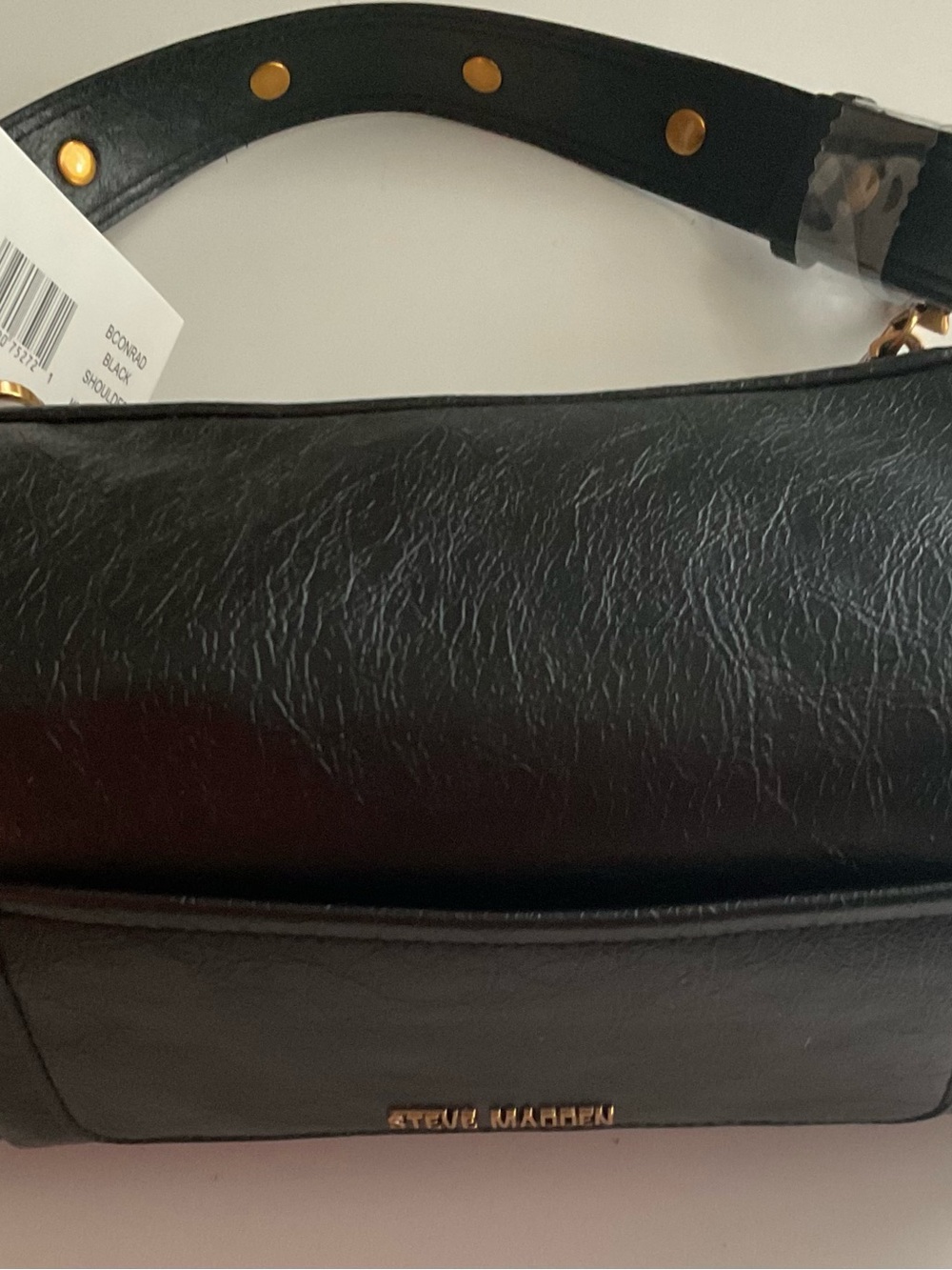 Steve Madden Black Shoulder Bag with Gold Accents